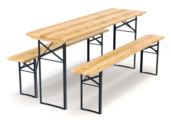 Table de brasserie + 2 bancs